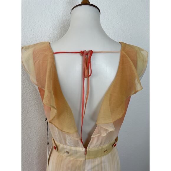 Flynn Skye Tank Dress Mid Side Slit Plunge Ruffled Ombre - Picture 8 of 12